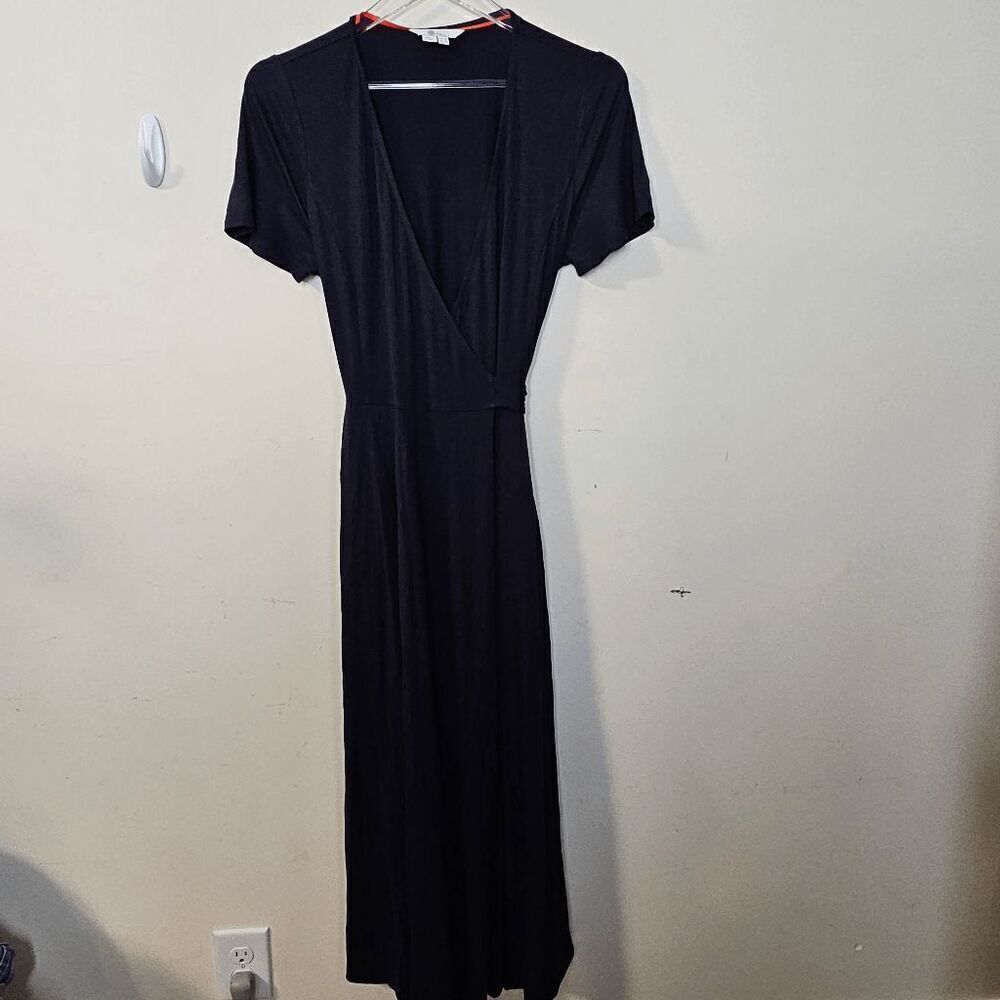 Boden Cassia Short Sleeve Jersey Wrap Maxi Dress Minimalist Womens Black Size 4L